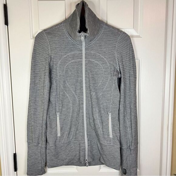 Lululemon In Stride Jacket Womens 4 Heathered Grey‎ Thumbholes - Picture 1 of 10
